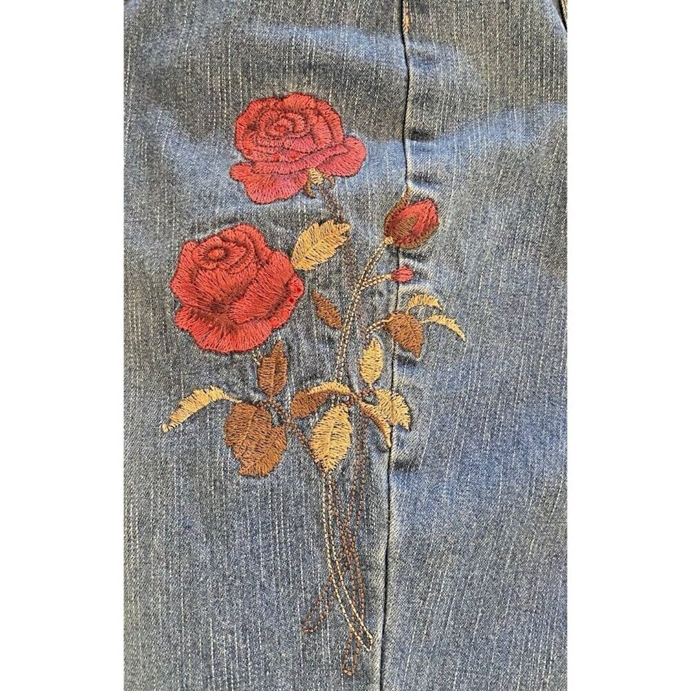 French Cuff Womens Jeans Sz 12 Embroidery Bootcut Y2K Denim Boho Western Artsy - Picture 3 of 12